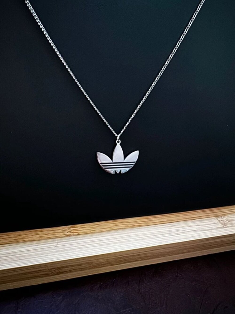 Silver Adidas Necklace - Thin Chain - 24" Chain - Stainless Steel - Waterproof